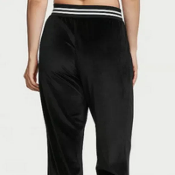 VICTORIA'S SECRET Black/White Velour Velvet Ribbed Bomber Jacket SZ XL**NEW! - Picture 5 of 7